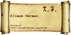 Klimek Herman névjegykártya