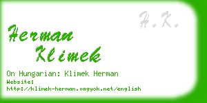 herman klimek business card